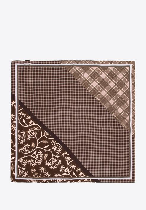 Women's large silk patterned shawl, brown-cream, 95-7D-S01-X2, Photo 1
