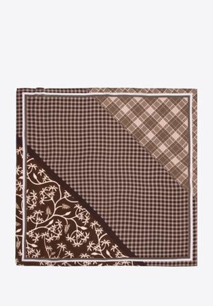 Women's large silk patterned shawl, brown-cream, 95-7D-S01-X4, Photo 1