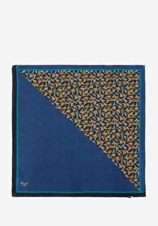 Women's silk patterned shawl, navy blue-gold, 98-7D-S01-X32, Photo 1