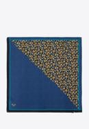 Women's silk patterned shawl, navy blue-gold, 98-7D-S01-X21, Photo 1