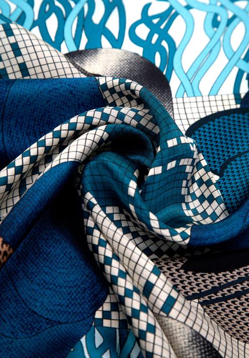 Women's silk patterned shawl, blue-brown, 98-7D-S01-X21, Photo 3