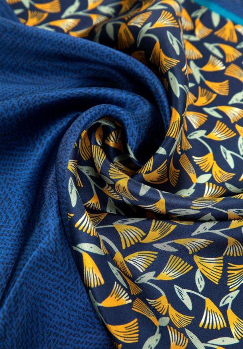 Women's silk patterned shawl, navy blue-gold, 98-7D-S01-X21, Photo 3