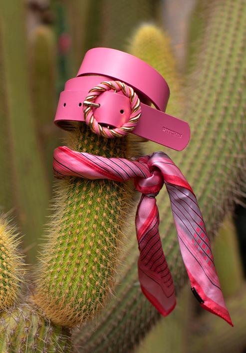 Women's leather belt with round braided buckle, pink, 98-8D-100-1-S, Photo 33
