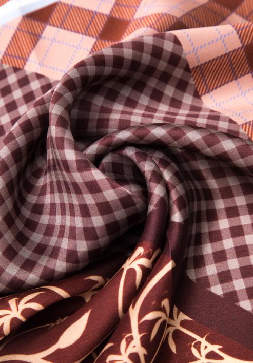 Women's large silk patterned shawl, dark brown - light brown, 95-7D-S01-X4, Photo 4