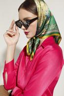 Women's large silk patterned shawl, green-yellow, 95-7D-S02-X25, Photo 15