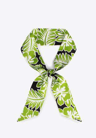 Women's silk twilly scarf, green-white, 97-7T-001-X13, Photo 1