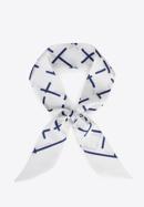 Women's silk twilly scarf, white-navy blue, 97-7T-001-X2, Photo 1