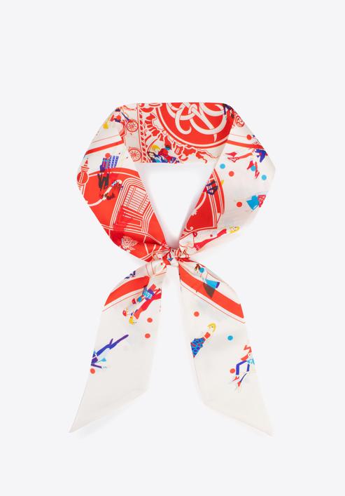 Women's silk twilly scarf, cream-red, 97-7T-001-X2, Photo 1