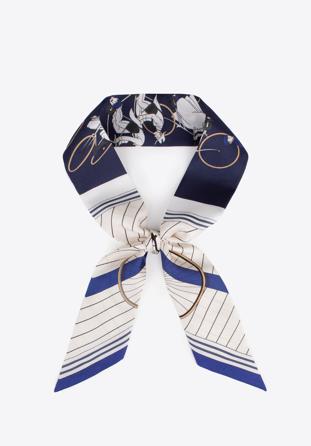 Women's silk twilly scarf, navy blue-white, 97-7T-001-X8, Photo 1