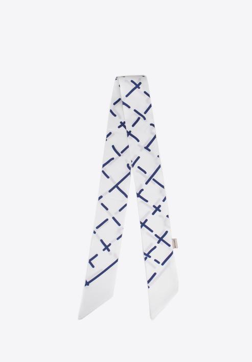 Women's silk twilly scarf, white-navy blue, 97-7T-001-X2, Photo 2