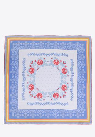 Damska chusta wzorzysta z jedwabiu, niebiesko-czerwony, 98-7D-S95-X1, Zdjęcie 1