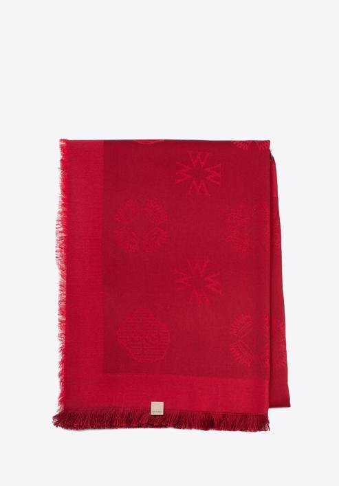 Women's monogram shawl, red, 97-7D-001-9, Photo 1