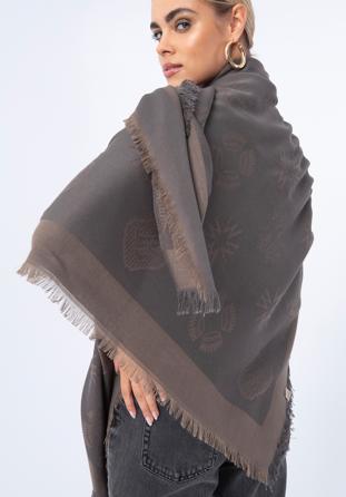 Women's monogram shawl, brown, 97-7D-001-9, Photo 1
