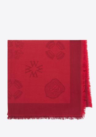 Damska chusta z jedwabiem tkana w monogram, ciemny czerwony, 93-7F-008-2, Zdjęcie 1