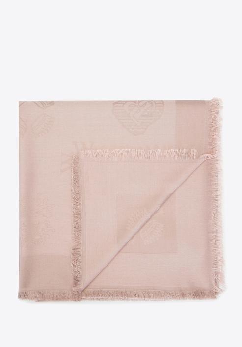 Damska chusta z jedwabiem tkana w monogram, kremowy, 93-7F-008-4, Zdjęcie 3