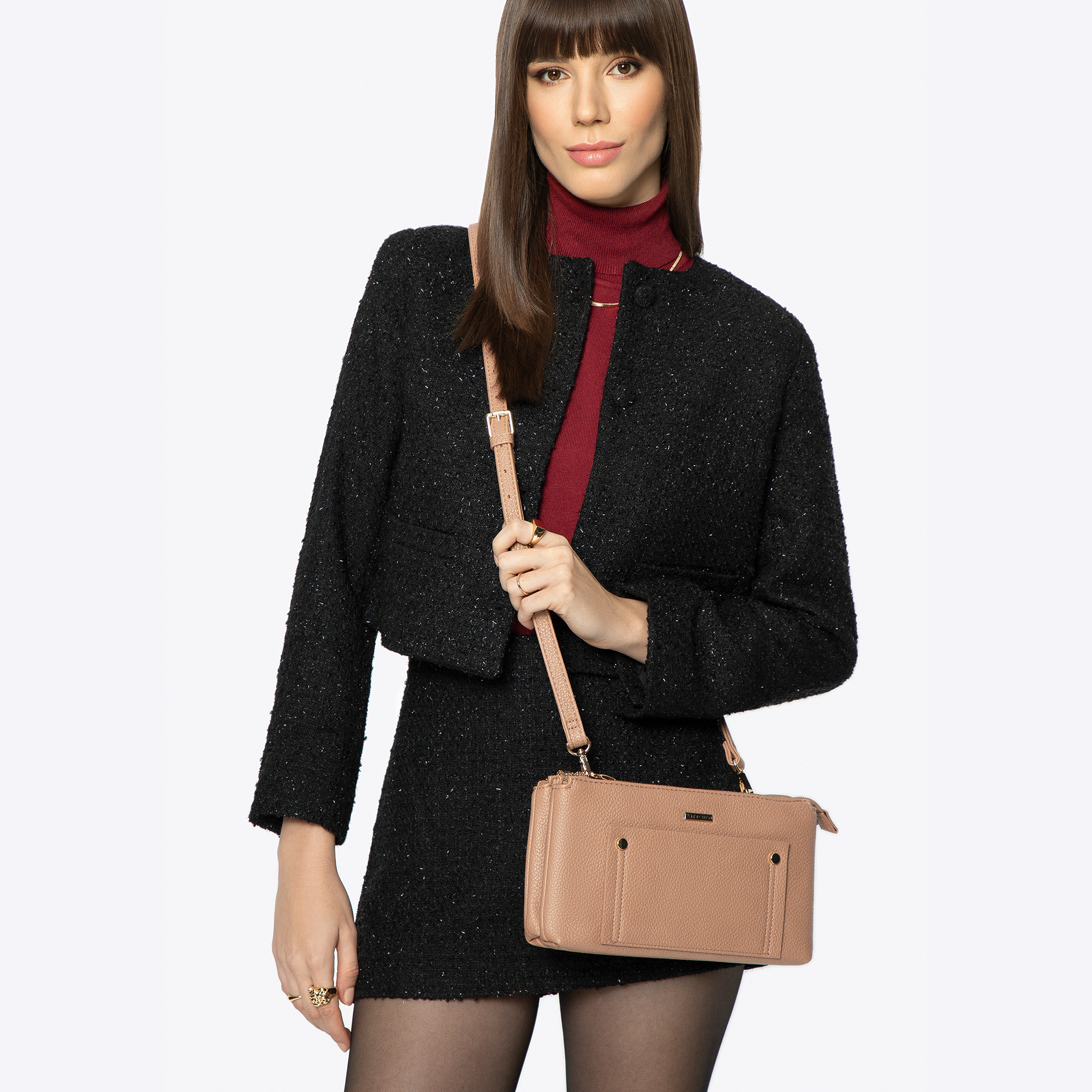 Béžová dvojkomorová crossbody kabelka 29-4Y-604-9, Vyberte variant béžová
