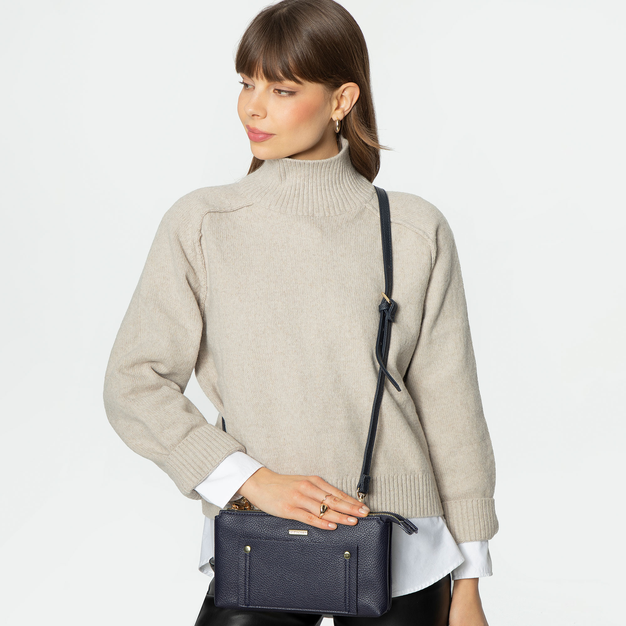 Tmavomodrá dvojkomorová crossbody kabelka 29-4Y-604-7, Vyberte variant granatová