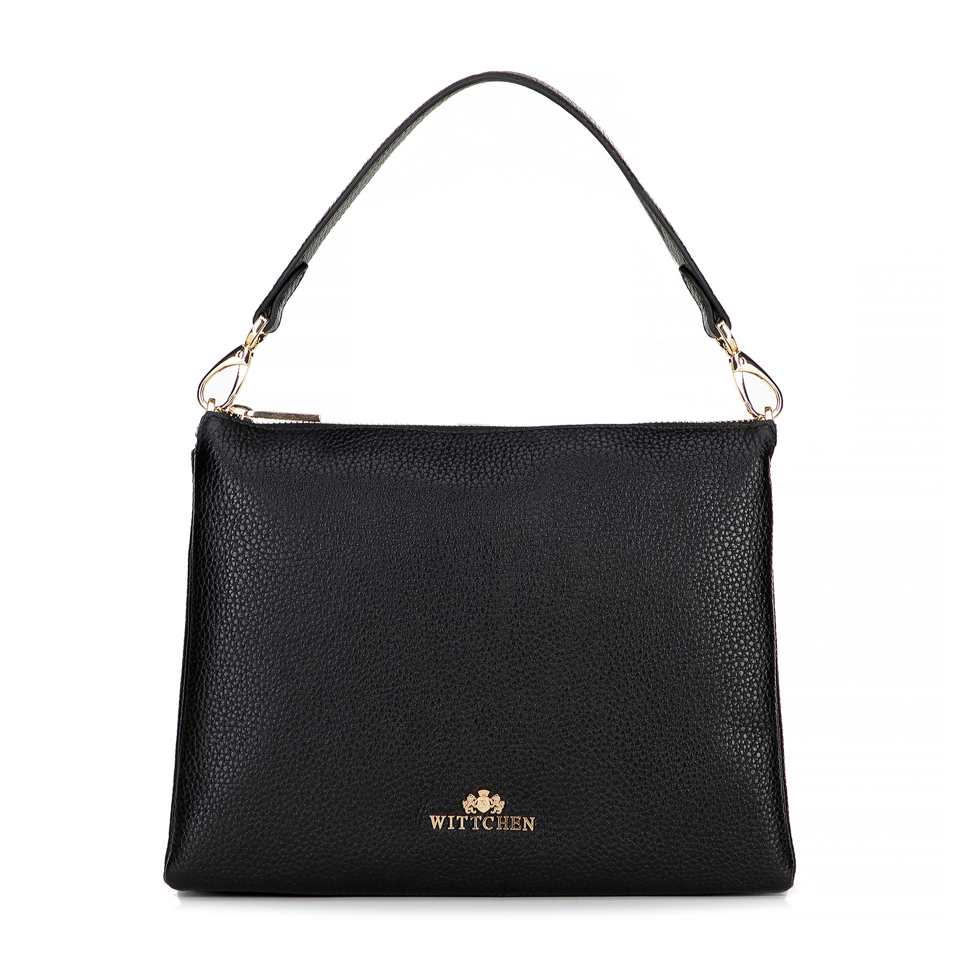 Dámska trojpriehradková crossbody, hnedá koža, čierna 100-4E-809-1