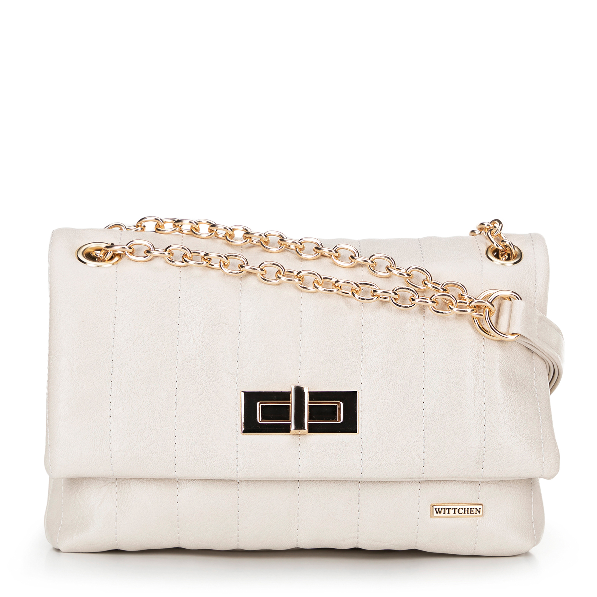 Dámska crossbody z ekokože dvojkomorová malá krémová 100-4Y-419-0