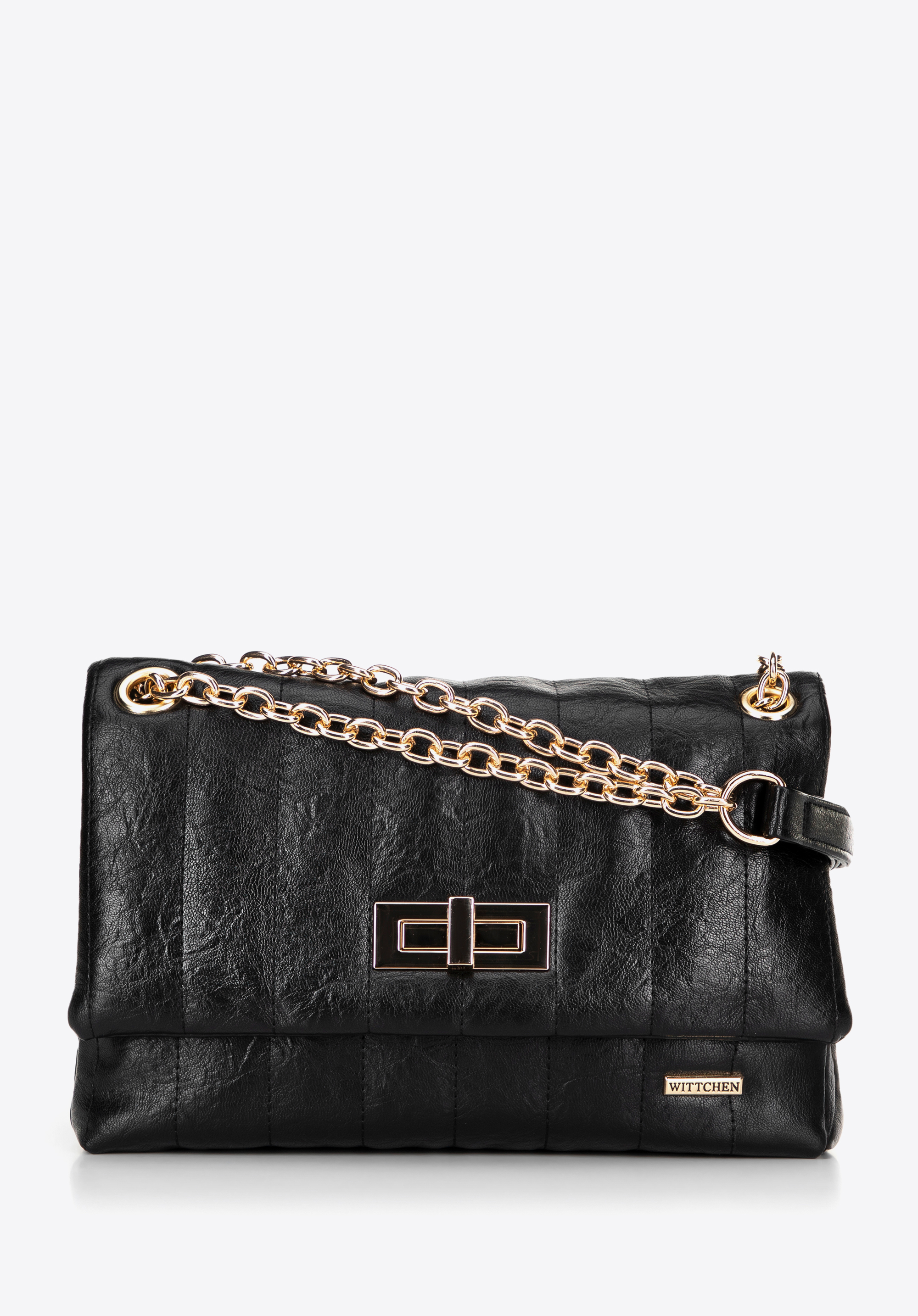 Damska crossbody z ekoskóry dwukomorowa mała, czarny, 100-4Y-419-1, Zdjęcie 1