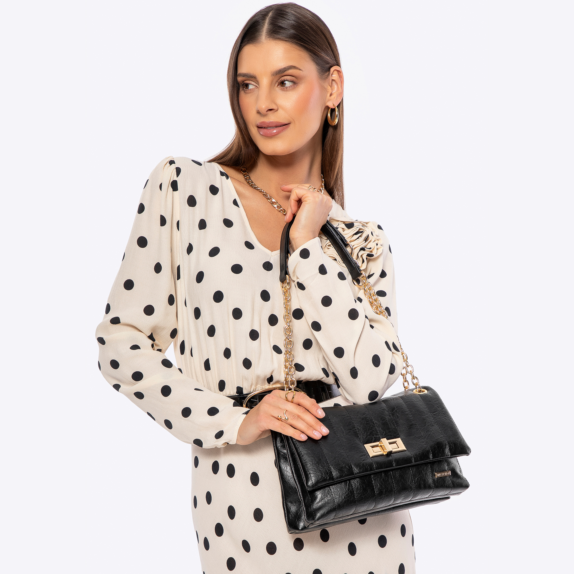 Dámska crossbody z ekokože dvojkomorová malá čierna 100-4Y-419-1, Vyberte variant čierna