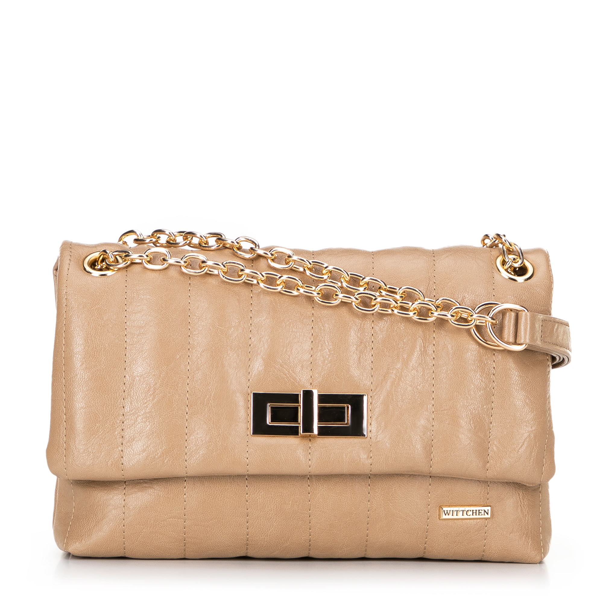 Dámska crossbody z ekokože dvojkomorová malá béžová 100-4Y-419-9