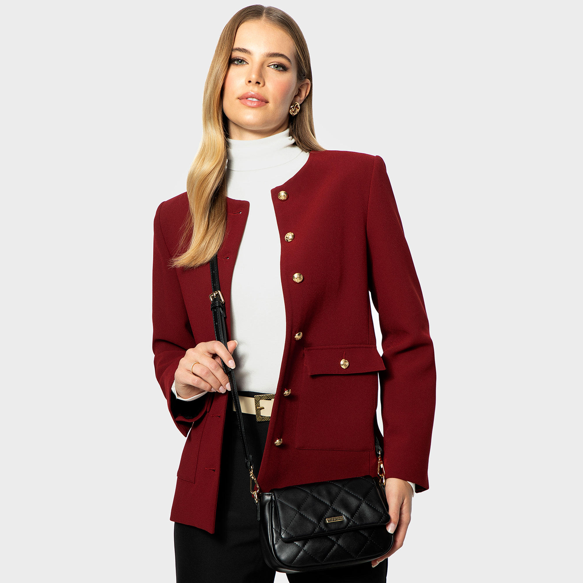 Čierna crossbody kabelka z imitácie kože s prešívaním 29-4Y-609-1, Vyberte variant čierna