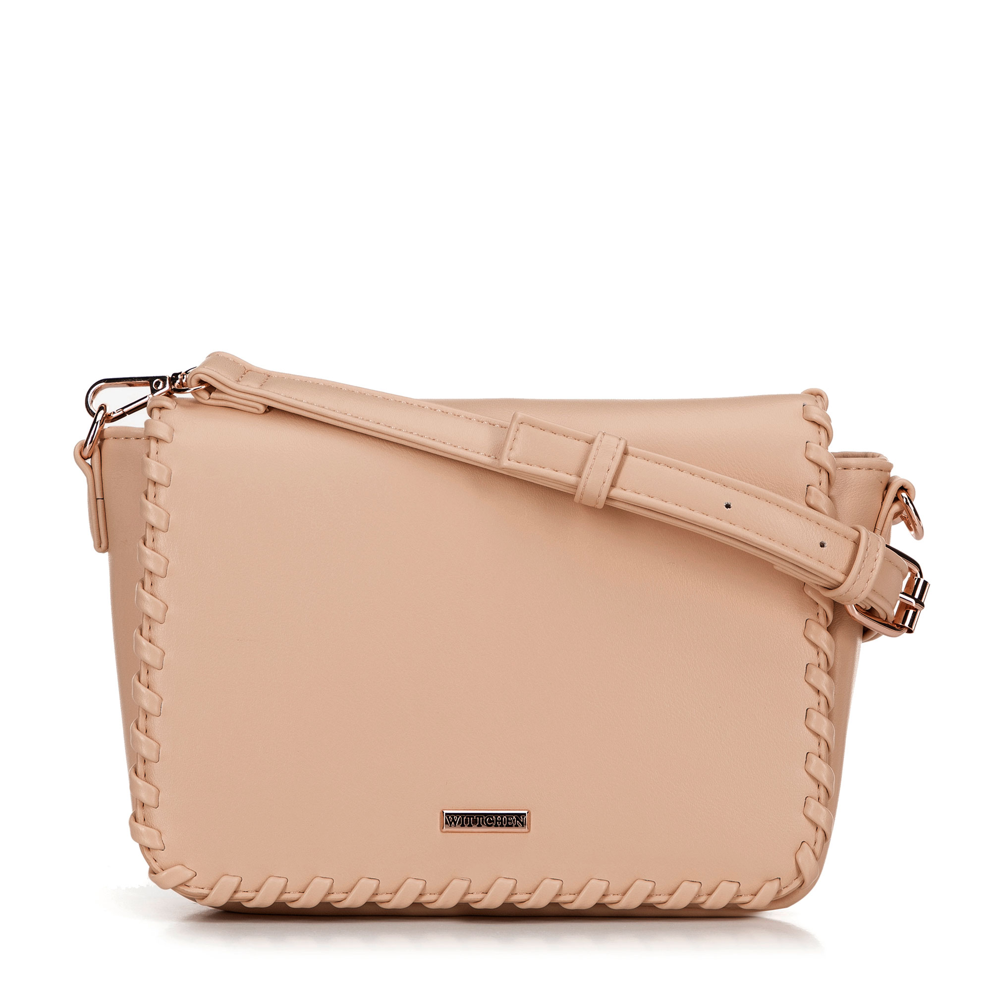 Dámska crossbody s olemovanou klopou béžová 100-4Y-235-9