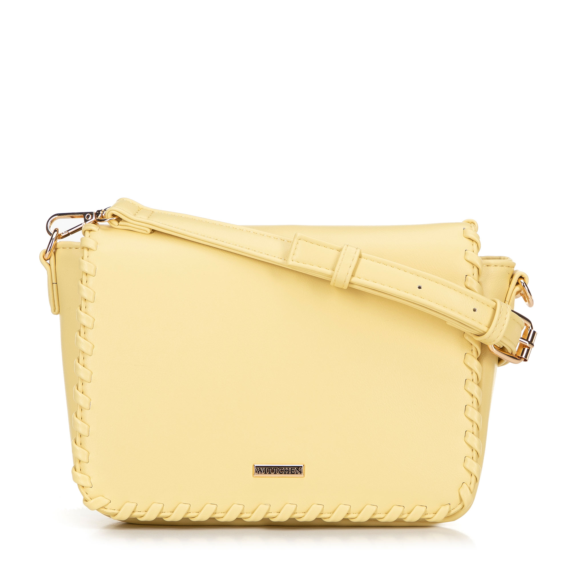 Dámska crossbody s olemovanou klopou žltá 100-4Y-235-Y