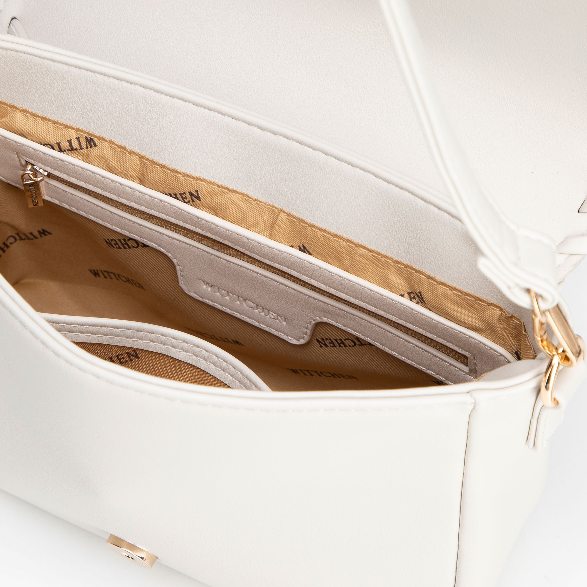Krémová crossbody kabelka s klopou 100-4Y-235-0, Vyberte variant krémová