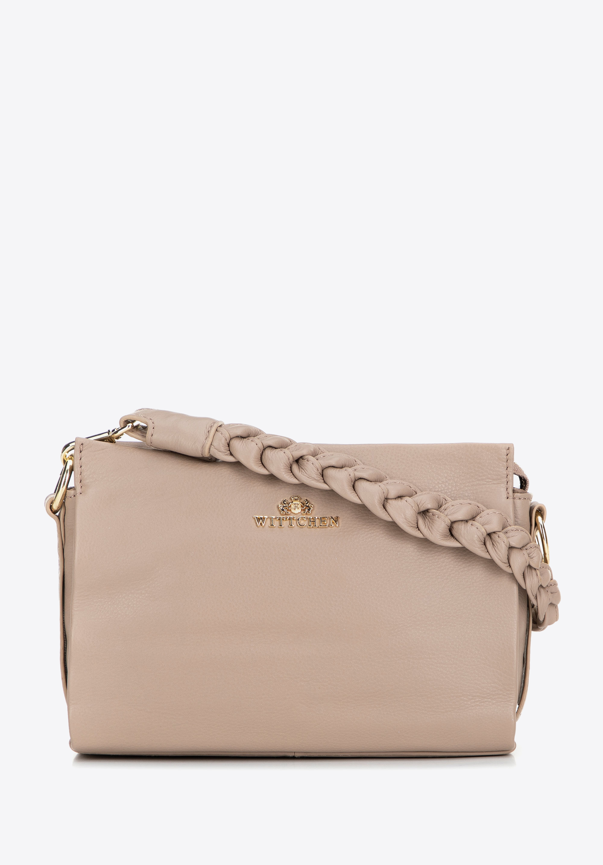 Damska crossbody z plecioną rączką, beżowy, 99-4E-011-9, Zdjęcie 1
