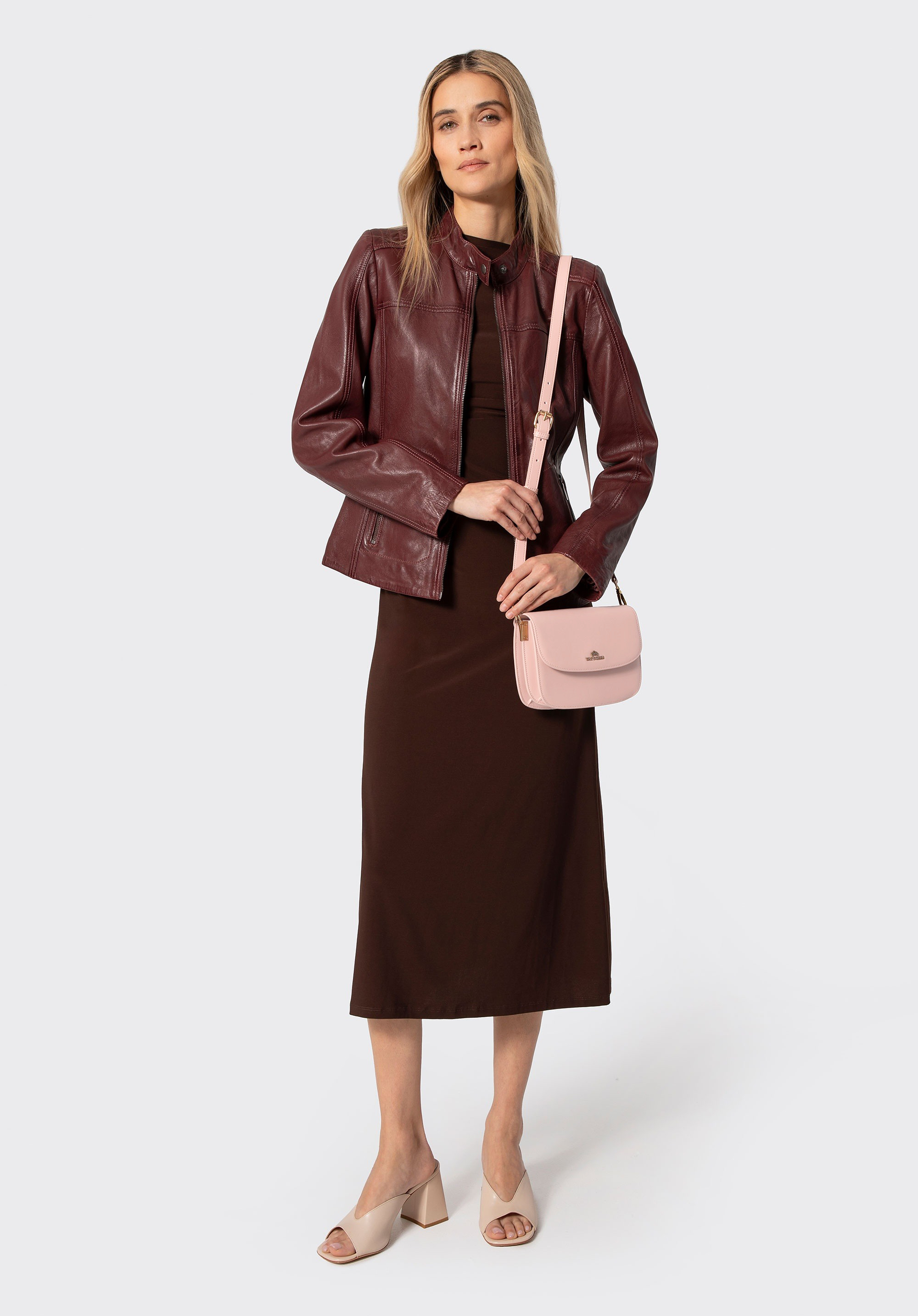 Damska crossbody ze skóry naturalnej, różowy, 100-4E-214-P, Zdjęcie 1