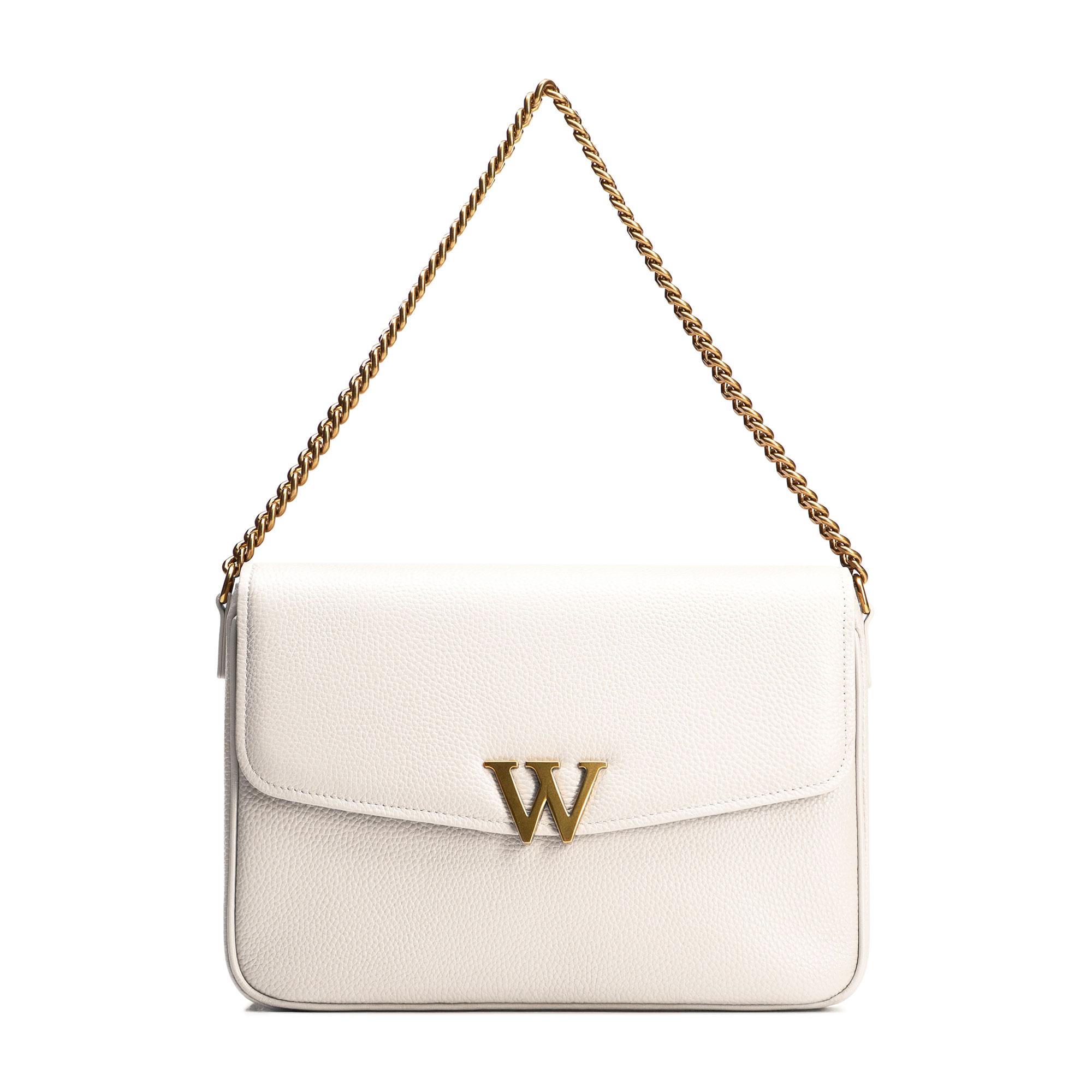 Dámska crossbody z kože s dekoratívnym zapínaním krémová 100-4E-213-0