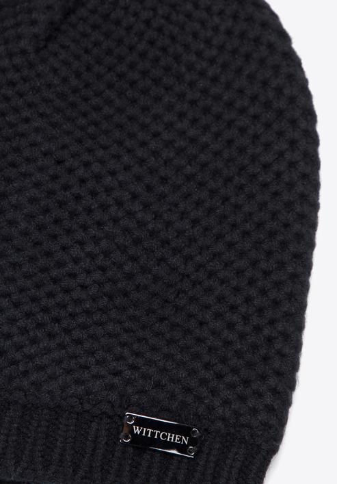 Damska czapka o gęstym splocie klasyczna, czarny, 95-HF-006-N, Zdjęcie 2