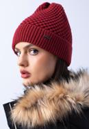 Women's winter hat with seed stitch design, burgundy, 97-HF-006-2, Photo 16