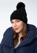 Winter hat with herringbone stitch pattern, black, 97-HF-007-2, Photo 15