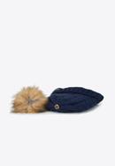 Women's winter cable knit hat, navy blue, 91-HF-202-7, Photo 3