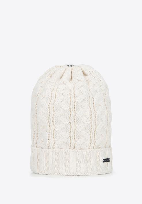 Women's winter cable knit hat, cream, 91-HF-202-7, Photo 5
