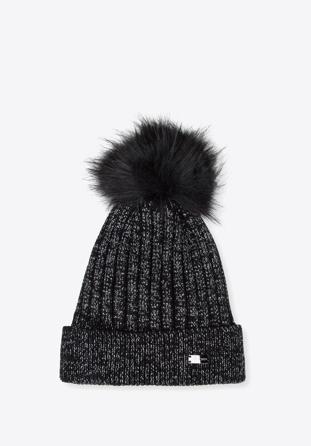 Winter hat with glistening thread, black, 95-HF-009-1, Photo 1