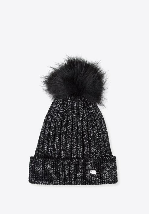 Winter hat with glistening thread, black, 95-HF-009-P, Photo 1