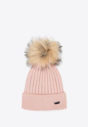 Winter hat with glistening thread, light pink, 95-HF-009-P, Photo 1