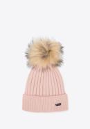 Winter hat with glistening thread, light pink, 95-HF-009-1, Photo 1