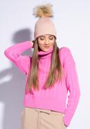 Winter hat with glistening thread, light pink, 95-HF-009-1, Photo 15