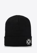 Women's winter hat with decorative brooch, black, 93-HF-021-2, Photo 1