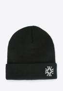 Women's winter hat with decorative brooch, black, 93-HF-021-2, Photo 2