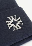 Women's winter hat with decorative brooch, navy blue, 93-HF-021-2, Photo 3