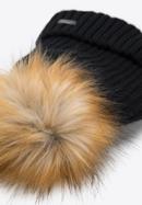 Women's winter pom pom hat, black, 95-HF-015-6, Photo 2