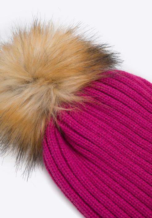 Women's winter pom pom hat, pink, 95-HF-015-P, Photo 2