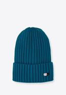 Women's ribbed knit hat, dark turquoise, 95-HF-022-P, Photo 1
