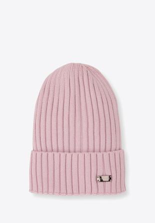 Women's ribbed knit hat, pink, 95-HF-022-P, Photo 1